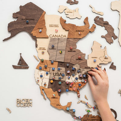 3D Wooden World Map Multicolor Size L Prime