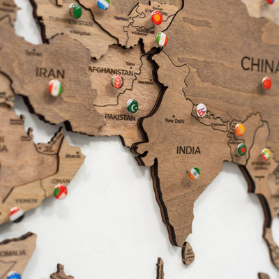 3D Wooden World Map Terra - Size XL Prime