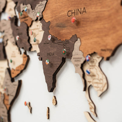 3D Wooden World Map Multicolor - Size L Prime