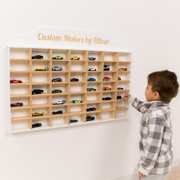 Wooden Wall-Mounted Toy Car Garage - White